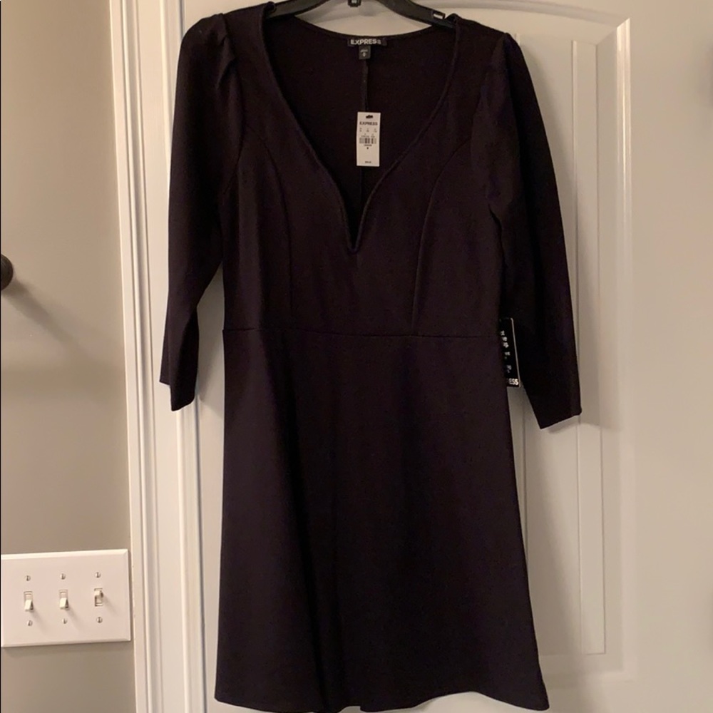 New Express V Neck black work dress size M